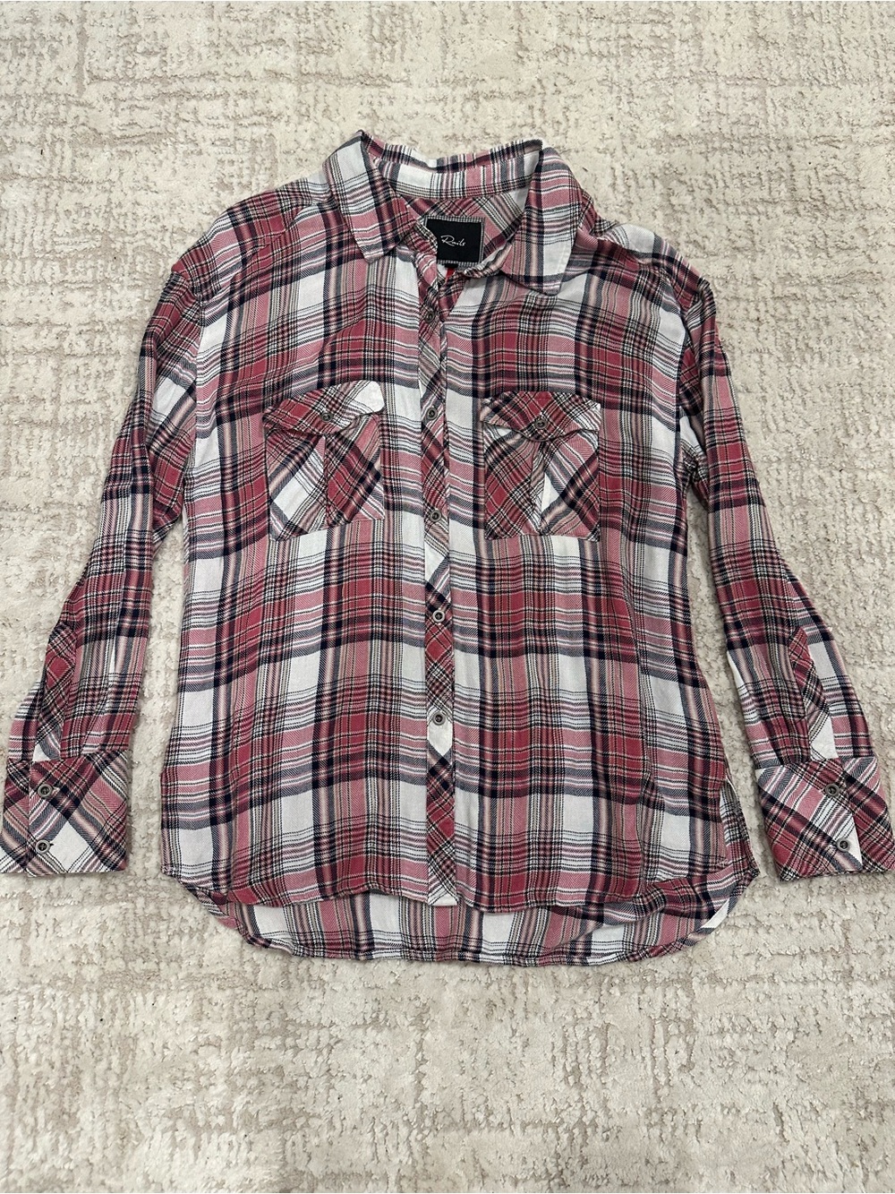 Rails x Free People Pink Plaid Button Front Shirt Small Rayon